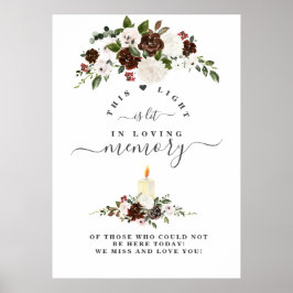 Poster Panneau commémoratif Bordo Blanc Floral En Souveni
