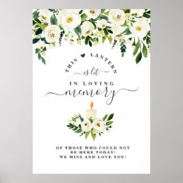 Poster Panneau commémoratif de cierge floral blanc En sou