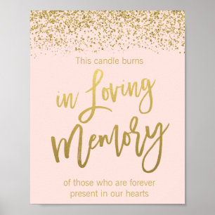 Poster Panneau commémoratif de mariage en rose doré paill