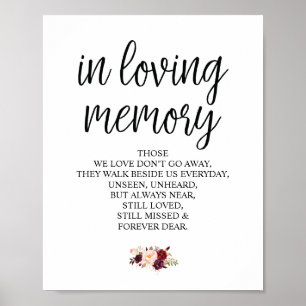 Poster Panneau commémoratif floral Bourgogne En souvenir