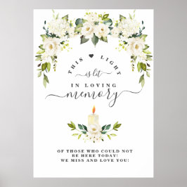 Poster Panneau commémoratif In Memoriam Fleurs Blanches