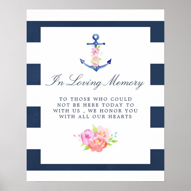 Poster Panneau commémoratif Mariage nautique de couleur a (Devant)