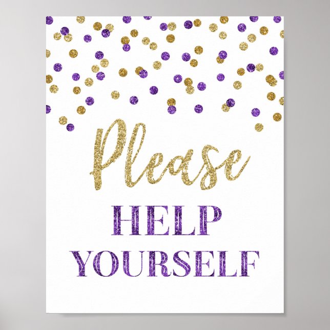 Poster Panneau Confettis Or et Violet Prenez-en donc (Devant)