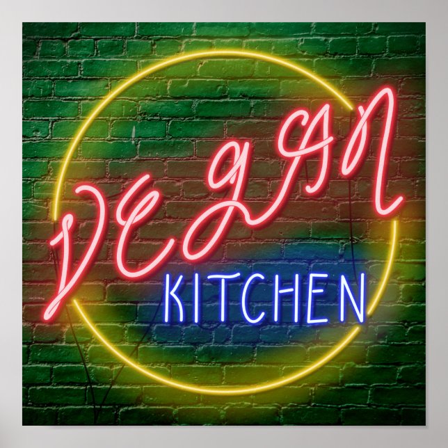 Poster Panneau cuisine Neon Vegan (Devant)