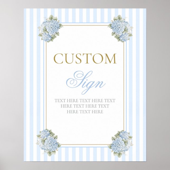 Poster Panneau Customisé Blue Hydrangea (Devant)