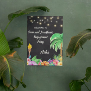 Poster Panneau d'accueil de fête tropicale Luau