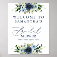 Panneau d'accueil de la douche à fleurs bleues