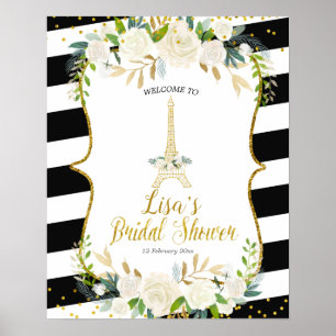 Poster Panneau d'accueil romantique à fleurs blanches de