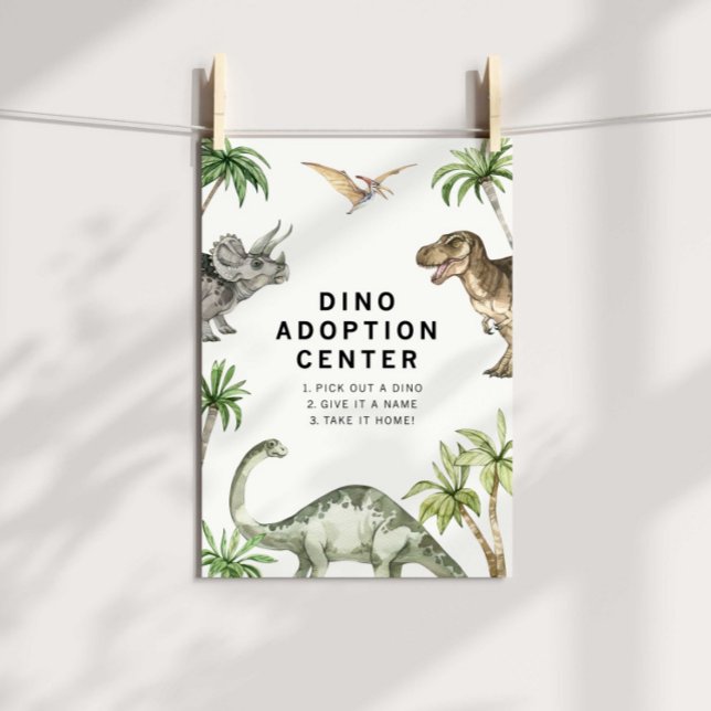Poster Panneau d'adoption Dinosaure jurassique aquarelle (Créateur téléchargé)