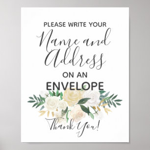 Poster Panneau d'adresse de retour des fleurs de baby sho