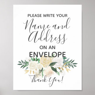 Poster Panneau d'adresse de retour des fleurs de baby sho