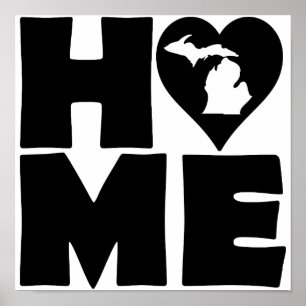 Poster Panneau d'affiche de l'État du Michigan Home Heart