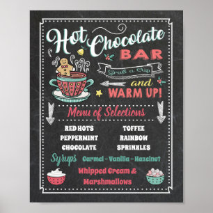 Poster Panneau d'affiche de menu de bar à chocolat chaud 
