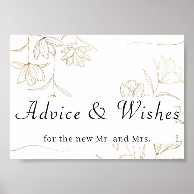 Poster Panneau d'affiche Mariage Gold Flower Advice and W (Devant)