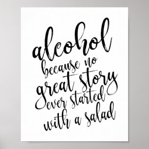 Poster Panneau d'alcool de mariage Noir et Blanc 8x10