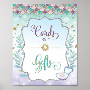 Poster Panneau d'anniversaire de bébé Sirène Fête Prénata