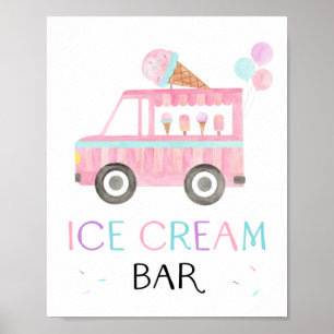 Poster Panneau d'anniversaire de la barre de crème glacée