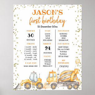 Poster Panneau d'anniversaire de la construction jaune