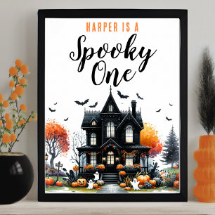 Poster Panneau d'anniversaire de la fête d'Halloween Spoo