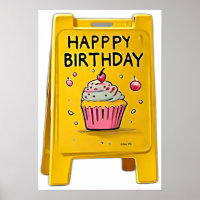 Panneau d'anniversaire joyeux en plastique jaune