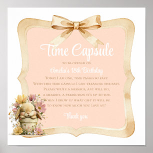 Poster Panneau d'anniversaire Lapin Gingham pêche 1er ann