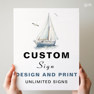 Poster Panneau d'anniversaire personnalisé nautique