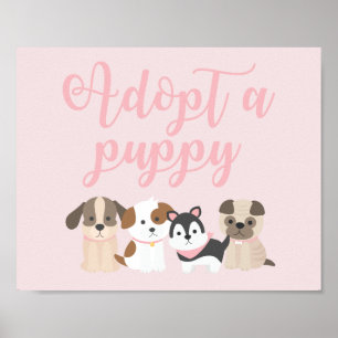 Poster Panneau d'anniversaire pour chiot Adoptez un chiot