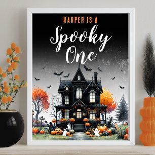 Poster Panneau d'anniversaire pour le 1er Halloween du pe