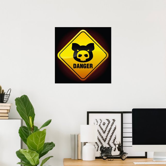 Poster Panneau d'avertissement Cochon dangereux (Créateur téléchargé)