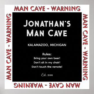 Poster Panneau d'avertissement de la grotte de l'homme av