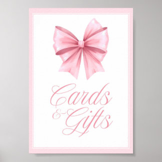 Poster Panneau de Baby Shower Coquette à Ruban Rose