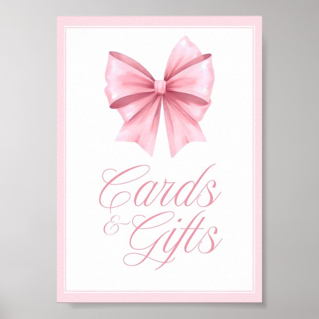 Poster Panneau de Baby Shower Coquette à Ruban Rose (Devant)