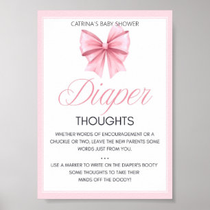 Poster Panneau de Baby shower Coquette Bow rose