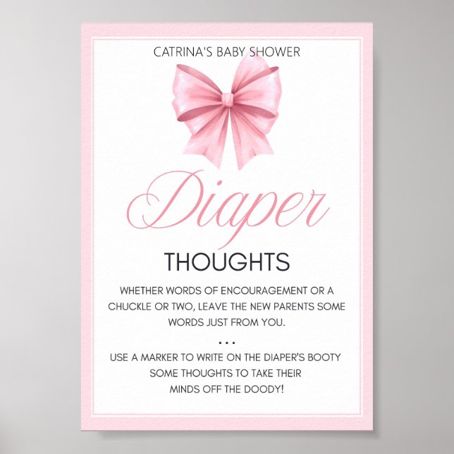 Poster Panneau de Baby shower Coquette Bow rose (Devant)