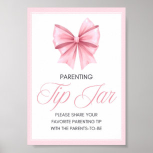 Poster Panneau de Baby shower Coquette Bow rose