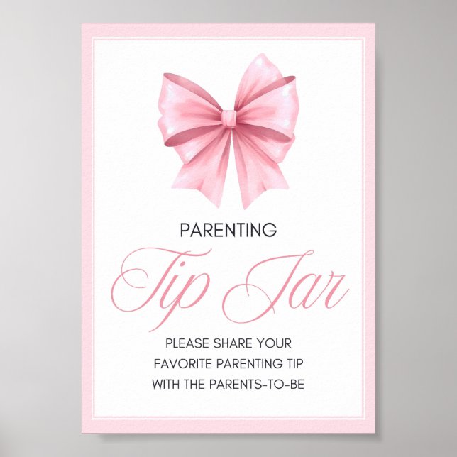 Poster Panneau de Baby shower Coquette Bow rose (Devant)