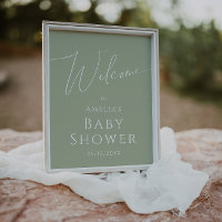 Panneau de Baby shower d'accueil en vert Sage Whim
