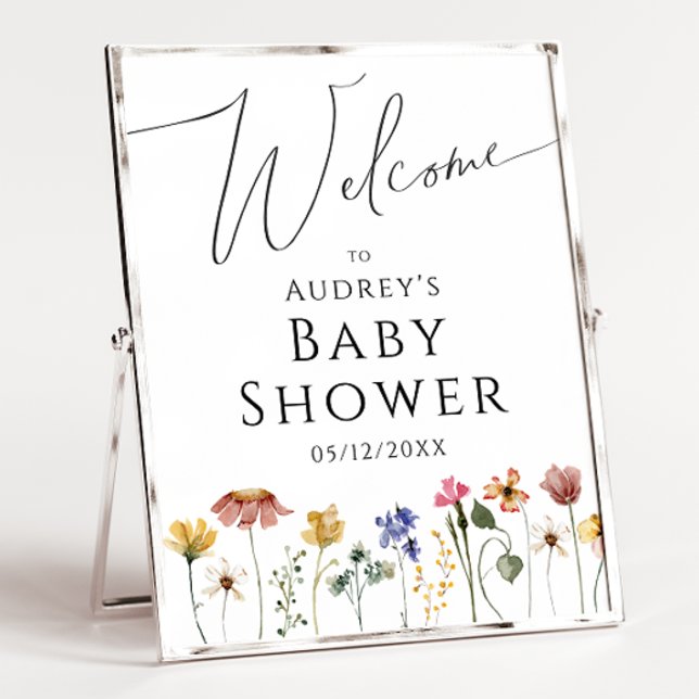 Poster Panneau de baby shower de bienvenue du Fleur sauva (Créateur téléchargé)