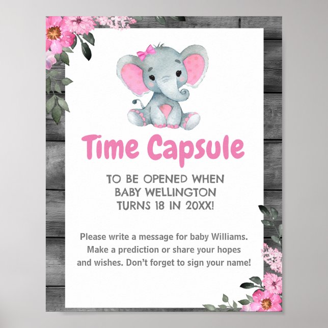 Poster Panneau de Baby shower de la capsule de temps Girl (Devant)