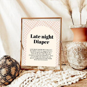 Poster Panneau de baby shower de la couche tard dans la n