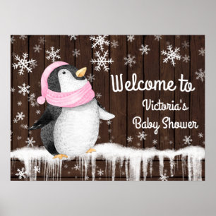 Poster Panneau de Baby Shower d'hiver flocon de neige man