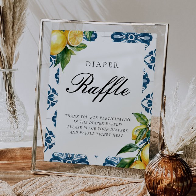 Poster Panneau de Baby shower Diaper Raffle Lemon Positan (Créateur téléchargé)