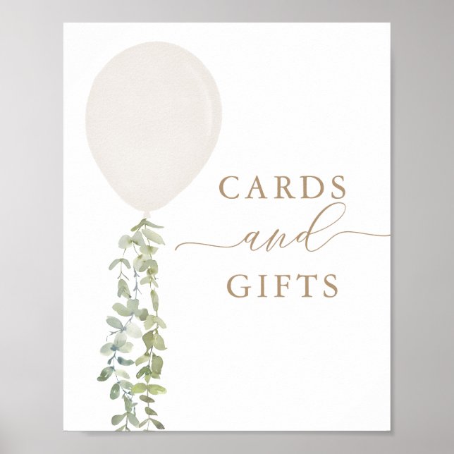 Poster Panneau de Baby showers et cadeaux Ballons blancs (Devant)