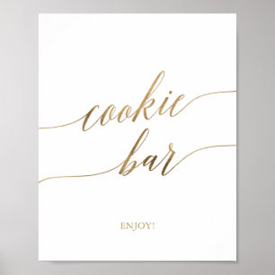 Poster Panneau de bar à biscuits en calligraphie dorée él