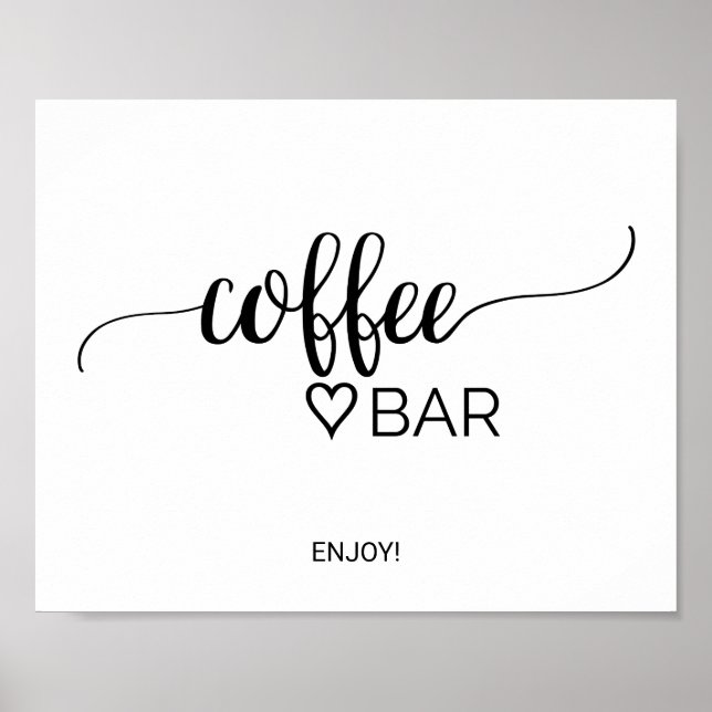 Poster Panneau de bar à café en calligraphie noire simple (Devant)