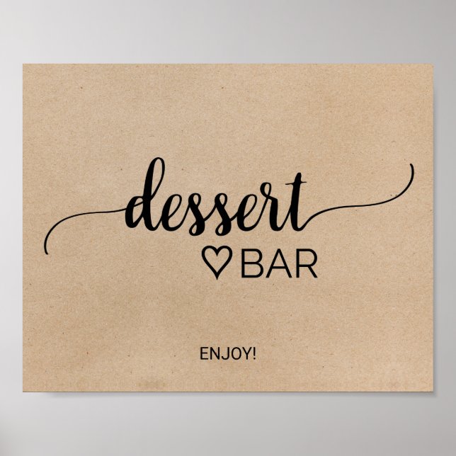 Poster Panneau de bar à desserts en calligraphie kraft fa (Devant)