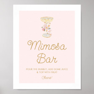 Poster Panneau de bar à Mimosa Petales roses et Prosecco
