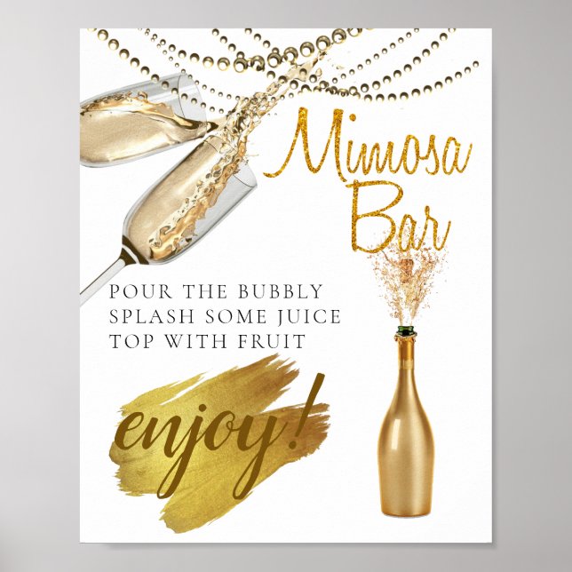 Poster Panneau de bar à Mimosa pour brunch de mariage élé (Devant)