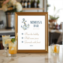 Panneau de bar à mimosa pour mariage nautique