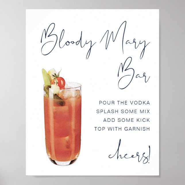 Poster Panneau de bar Bloody Mary bleu marine CAITLIN (Devant)